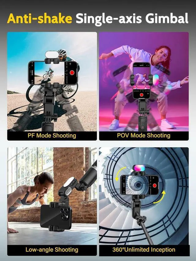 Alt view image 3 of 7 - Auto Face Tracking Tripod 360 Rotation for iPhone Android,Phone Stand Follow You for Video Recording,Selfie Stick Tripod with RGB Light,Remote Control for YouTube,TikTok Vlogging(M2Pro Black)