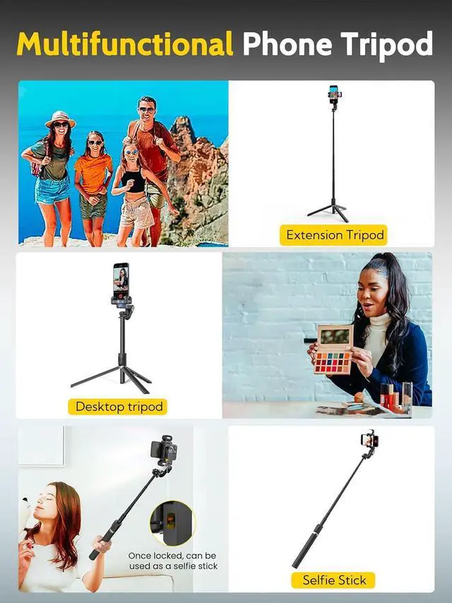 Alt view image 6 of 7 - Auto Face Tracking Tripod 360 Rotation for iPhone Android,Phone Stand Follow You for Video Recording,Selfie Stick Tripod with RGB Light,Remote Control for YouTube,TikTok Vlogging(M2Pro Black)