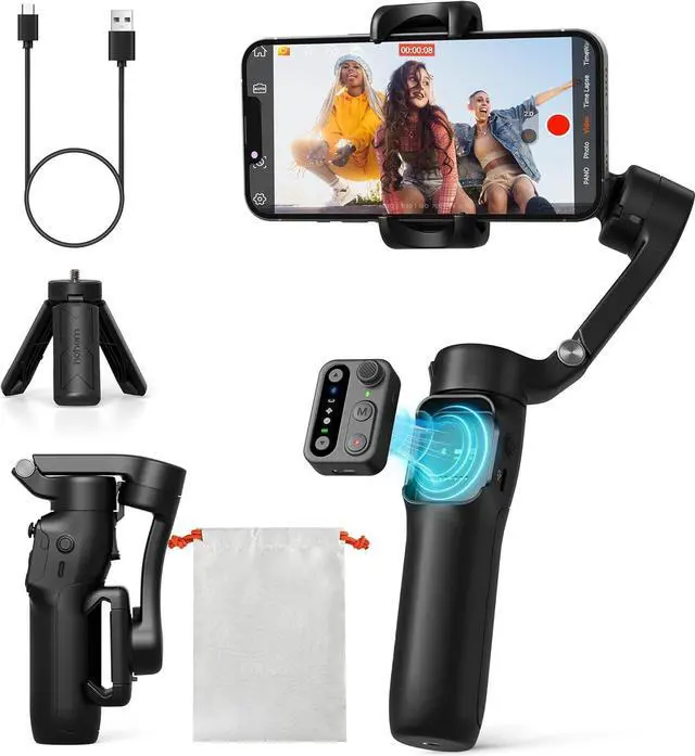Main image of X3 SE Gimbal Stabilizer for iPhone, Phone Stabilizer with Detachable Remote Control, Portable Foldable 3-Axis Phone Gimbal for Android & iPhone 16 15 Pro Max, Ideal for Travel Vlogging