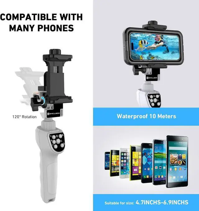 Alt view image 2 of 7 - Waterproof Selfie Stick, Extendable Phone Selfie Stick with Wireless Remote Shutter for Skiing/Snorkeling/Surfing, Compatible with All Cellphones (Waterproof Selfie Stick)