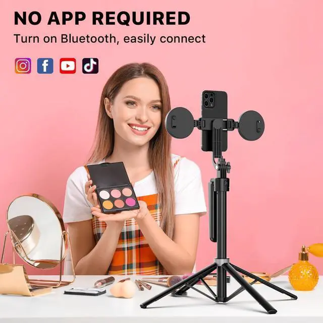 Alt view image 6 of 7 - Auto Face Tracking Tripod,All in 1 Tall Travel Tripod Stand w 1/4" Screw,Phone Holder w Remote,Selfie Stick w Light for Photo Vlog, 360° Rotation Camera Tripod for iPhone Android