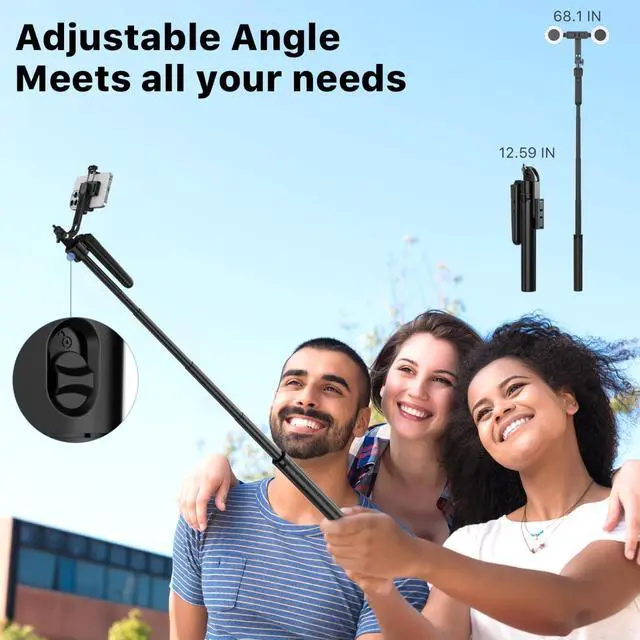 Alt view image 7 of 7 - Auto Face Tracking Tripod,All in 1 Tall Travel Tripod Stand w 1/4" Screw,Phone Holder w Remote,Selfie Stick w Light for Photo Vlog, 360° Rotation Camera Tripod for iPhone Android