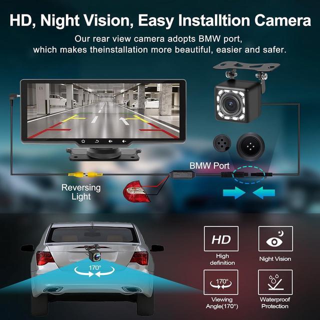Alt view image 4 of 7 - Portable  Carplay Screen for Car, 10.26" Wireless  Carplay & Android Auto, Car Stereo, Backup Camera, Car Audio Receivers GPS Navigation Mirror Link, Car Play, Bluetooth, AUX/FM,Siri,AirPlay