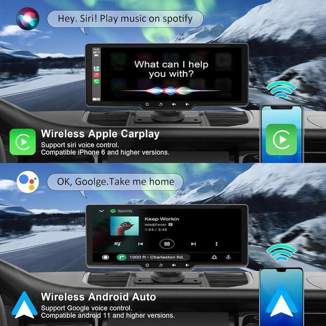 Alt view image 2 of 7 - Portable  Carplay Screen for Car, 10.26" Wireless  Carplay & Android Auto, Car Stereo, Backup Camera, Car Audio Receivers GPS Navigation Mirror Link, Car Play, Bluetooth, AUX/FM,Siri,AirPlay