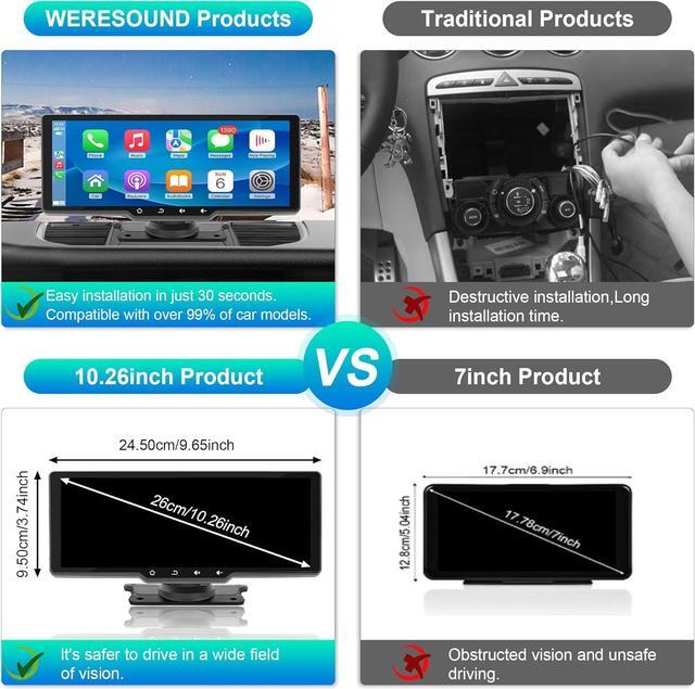 Alt view image 6 of 7 - Portable  Carplay Screen for Car, 10.26" Wireless  Carplay & Android Auto, Car Stereo, Backup Camera, Car Audio Receivers GPS Navigation Mirror Link, Car Play, Bluetooth, AUX/FM,Siri,AirPlay
