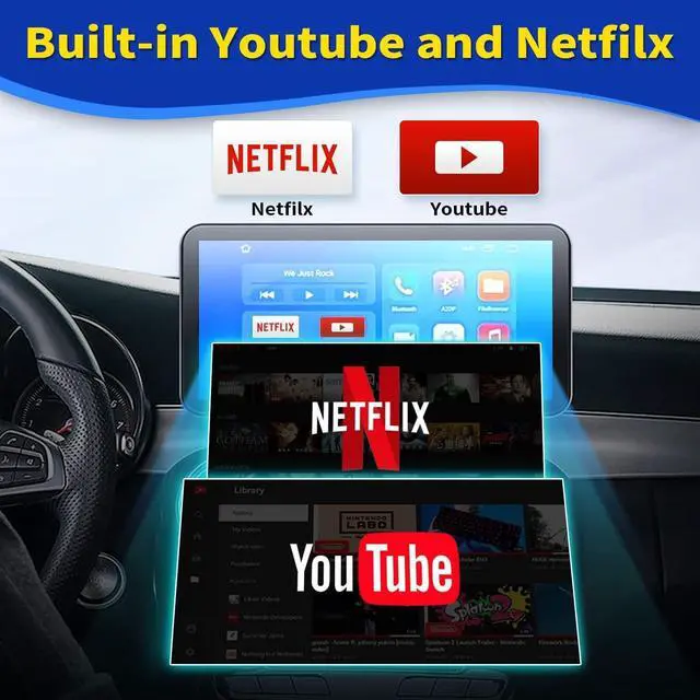 Alt view image 2 of 6 - Wireless Carplay Adapter - 3 in 1 Wireless Carplay and Android Auto Adapter with Built in Netflix YouTube Support TF Card Only for Original Car Models After 2016 with Wired Carplay