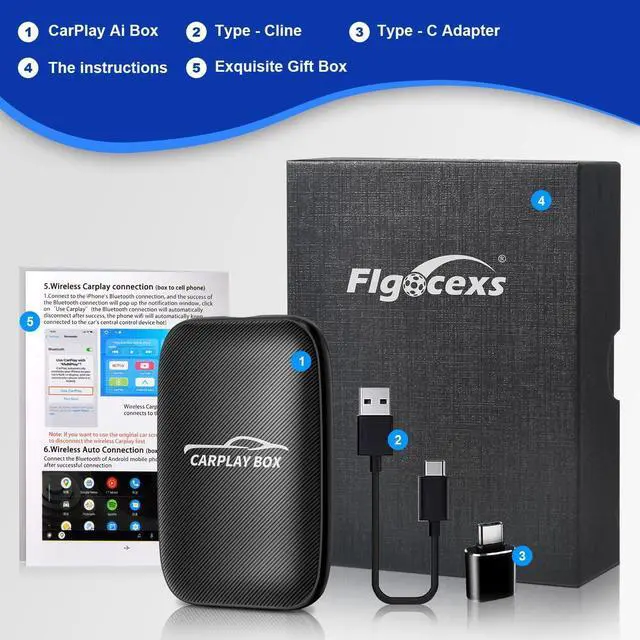 Alt view image 6 of 6 - Wireless Carplay Adapter - 3 in 1 Wireless Carplay and Android Auto Adapter with Built in Netflix YouTube Support TF Card Only for Original Car Models After 2016 with Wired Carplay