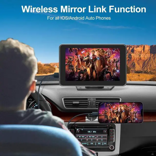 Alt view image 3 of 7 - Portable  Carplay/Android Auto Screen for Car, 7 Inch HD Touch Screen Wireless Car Play with Backup Camera, Voice Control, BT, FM, Mirror Link for All Vehicle