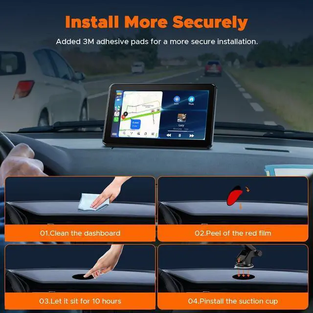 Alt view image 7 of 7 - 7-inch Portable Carplay Screen for Car Compatable with  CarPlay and Android Auto,Wireless Car Play Unit with GPS Navigation,Bluetooth,Mirror Link,Touch Screen for All Vehicles