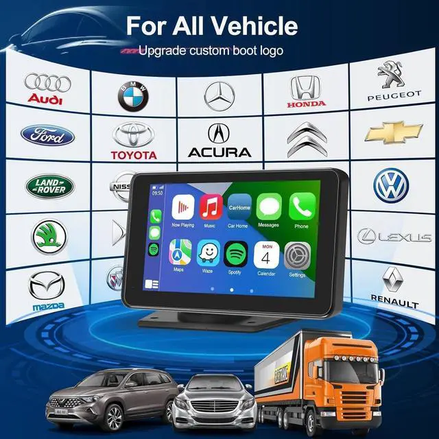 Alt view image 6 of 7 - Portable  Carplay/Android Auto Screen for Car, 7 Inch HD Touch Screen Wireless Car Play with Backup Camera, Voice Control, BT, FM, Mirror Link for All Vehicle