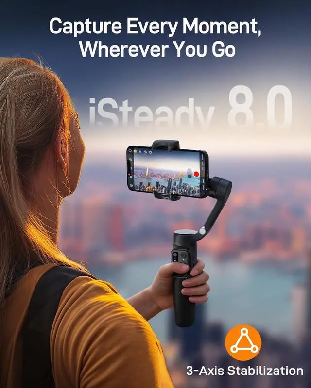 Alt view image 2 of 7 - X3 SE Gimbal Stabilizer for iPhone, Phone Stabilizer with Detachable Remote Control, Portable Foldable 3-Axis Phone Gimbal for Android & iPhone 16 15 Pro Max, Ideal for Travel Vlogging