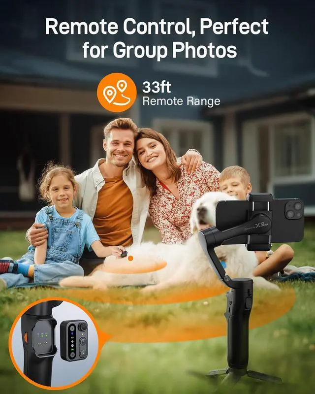 Alt view image 5 of 7 - X3 SE Gimbal Stabilizer for iPhone, Phone Stabilizer with Detachable Remote Control, Portable Foldable 3-Axis Phone Gimbal for Android & iPhone 16 15 Pro Max, Ideal for Travel Vlogging