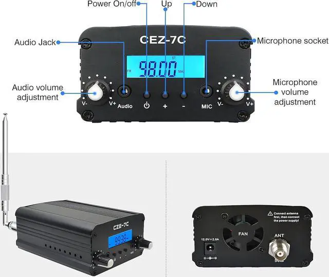 Alt view image 2 of 6 - FM Transmitter,Long Range Stereo Radio Broadcast Transmitter for Drive-in Church Light Show Supermarket School Car Theater,Conference, Factory Personal Radio