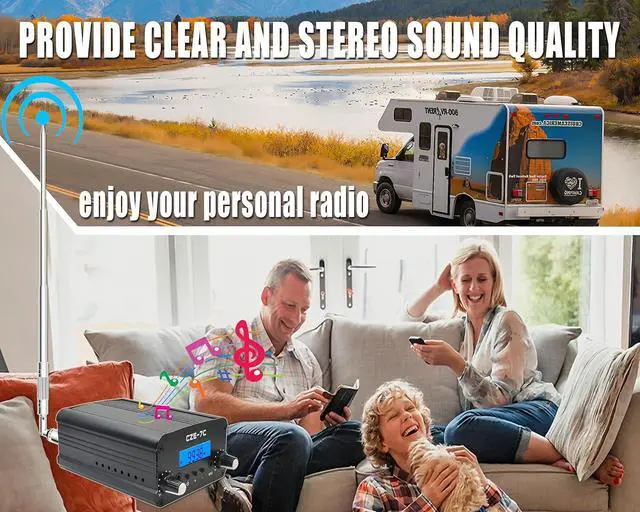 Alt view image 4 of 6 - FM Transmitter,Long Range Stereo Radio Broadcast Transmitter for Drive-in Church Light Show Supermarket School Car Theater,Conference, Factory Personal Radio