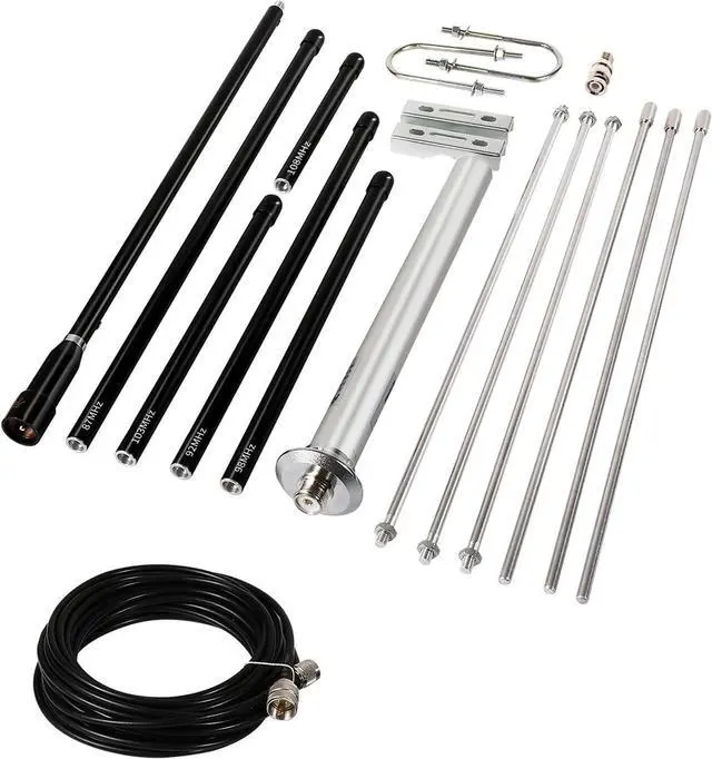 Alt view image 2 of 7 - GP100 FM Transmitter Antenna Outdoor, 1/4 Wave Professional GP Antenna for 87-108mhz 0.5w-100w FM Broadcast Transmitter, Waterproof FM Antenna with 26FT TNC/BNC Cable