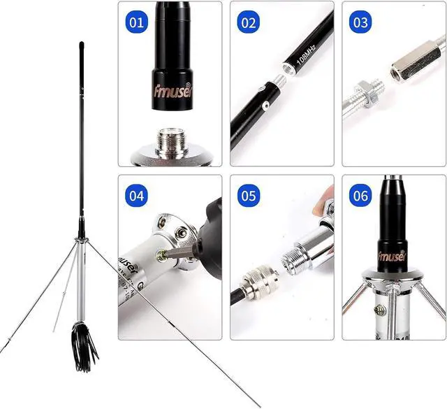 Alt view image 7 of 7 - GP100 FM Transmitter Antenna Outdoor, 1/4 Wave Professional GP Antenna for 87-108mhz 0.5w-100w FM Broadcast Transmitter, Waterproof FM Antenna with 26FT TNC/BNC Cable