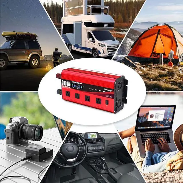 Alt view image 7 of 7 - 3000W Power Inverter 12V to 110V DC to AC with LCD Display, Remote Controller 4 x AC Outlets and 4 x 3.1A USB Car Adapter for Car Truck Boat RV Solar System