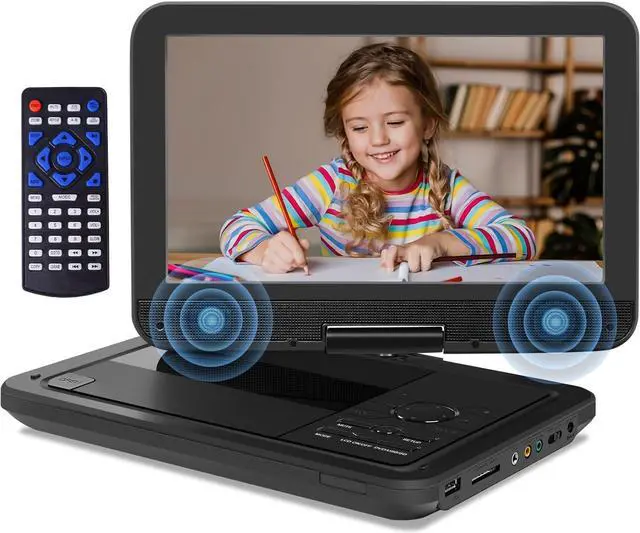 Main image of Portable DVD Player with 10.1'' HD Swivel Screen, DVD Player Portable with Rechargeable Battery, Support Sync TV/SD Card/USB/Multi Discs, Region-Free, Power Adapter, Car Charger, Remote