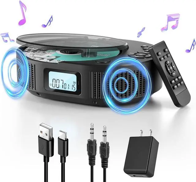 Main image of CD Player Portable, FELEMAN Upgraded 2 in 1 Portable CD Player & Bluetooth Speaker, Rechargeable Boombox CD Player for Car/Home with Remote Control, FM Radio, Support AUX/USB, Headphone Jack