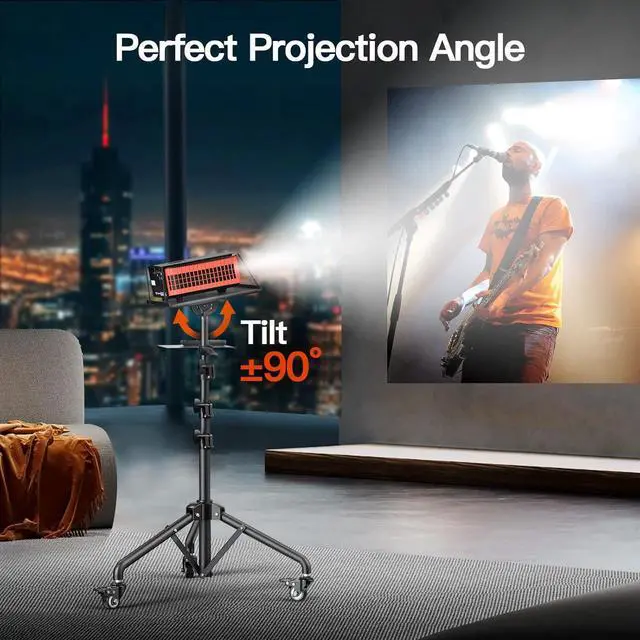 Alt view image 5 of 7 - Projector Stand with Wheels, Height Adjustable Rolling Stand with Mouse Tray, Bag Included - Ideal for Laptop, Projector, DJ, Sheet Music - AMPS05