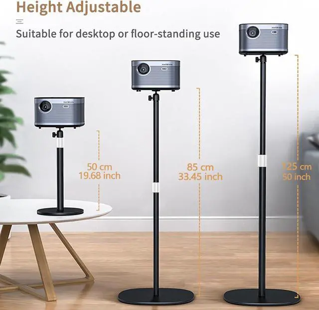 Alt view image 2 of 7 - Projector Stand Floor Projector Mount with Adjustable Height 20''-50'', Universal Projector Ceiling Mount 360° Rotatable Compatible with Projector, Camera, Webcam for Home & Office & Outdoor