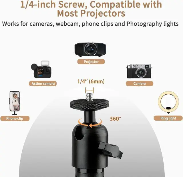 Alt view image 6 of 7 - Projector Stand Floor Projector Mount with Adjustable Height 20''-50'', Universal Projector Ceiling Mount 360° Rotatable Compatible with Projector, Camera, Webcam for Home & Office & Outdoor