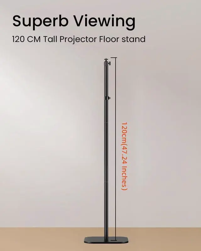 Alt view image 2 of 7 - Projector Stand Compatible with TMY HAPPRUN Yaber Epson and Most Projectors 47.24 Height with 1/4-Inch Screw Supports Up to 18 lbs Ideal for Projectors Cameras Phones and More