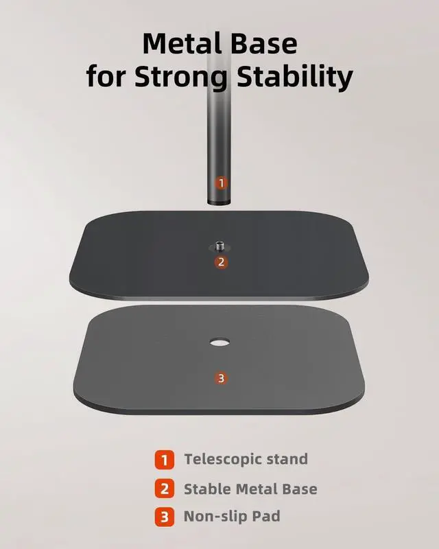 Alt view image 6 of 7 - Projector Stand Compatible with TMY HAPPRUN Yaber Epson and Most Projectors 47.24 Height with 1/4-Inch Screw Supports Up to 18 lbs Ideal for Projectors Cameras Phones and More