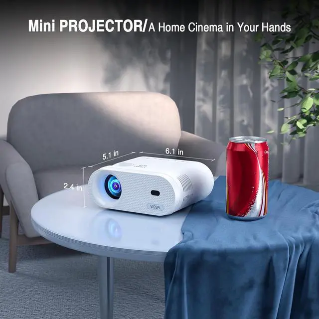 Alt view image 3 of 7 - Mini Projector, VISSPL Full HD 1080P Video Projector, Portable Outdoor Projector with Tripod, Kids Gift, Home Theater Movie Phone Projector Compatible with Android/iOS/Windows/TV Stick/HDMI/USB