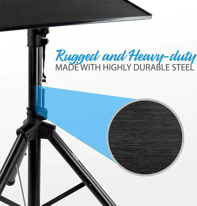 Alt view image 3 of 7 - Laptop Projector Tripod Stand - 2 Pcs Computer, Book, DJ Equipment Holder Mount Height Adjustable Up to 52 Inches w/ 20'' x 16'' Plate Size - Perfect for Stage or Studio Use - Pyle PLPTS4X2