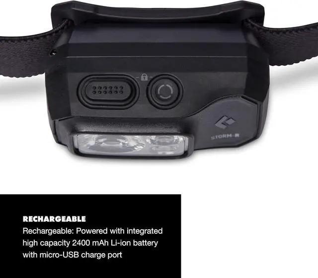 Alt view image 3 of 4 - Storm 500-R Rechargeable LED Headlamp Waterproof and Dimmable for Camping Hiking Running Hunting Work with Red Light Headlamp Mode Black