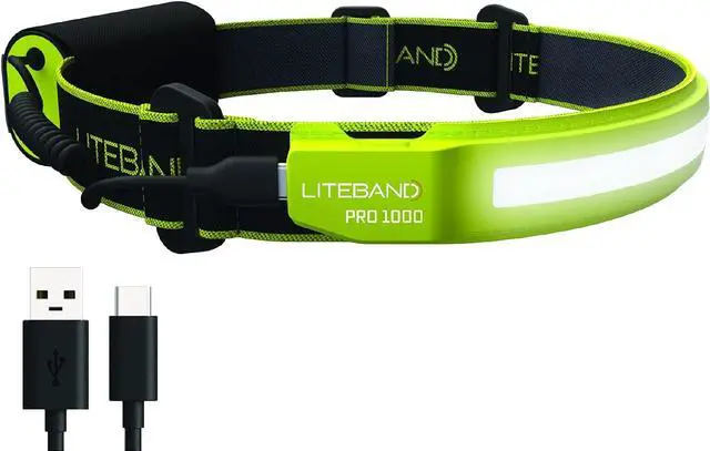Main image of Liteband PRO 1000 Series Wide-Beam Adjustable Personal Headlamp, 210° Illumination, Battery-Powered, Fits Hard Hats and Helmets, LBP1000-L34HV, 1000 Lumens, High Visibility