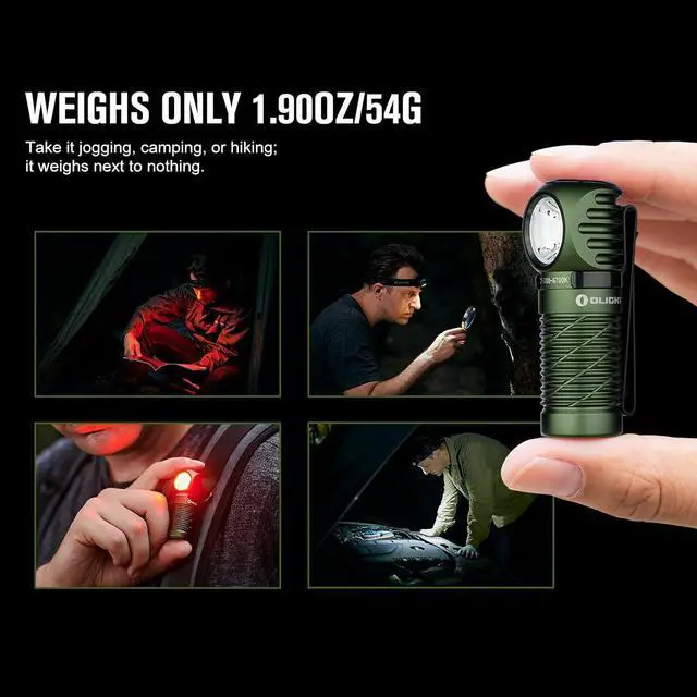 Alt view image 3 of 7 - Perun 2 Mini Headlamp 1100 Lumens LED Head Flashlight, Rechargeable Headlight with Red Light Option, Great for Working, Hiking, Camping and Climbing (OD Green Cool Whtie Light: 5700~6700K)