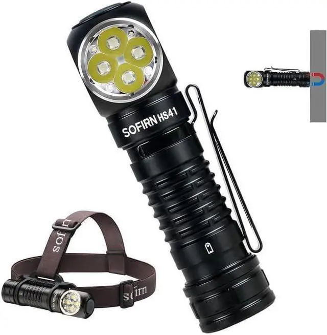 Alt view image 2 of 7 - 4000 Lumen Headlamp Rechargeable Head Lamp, Sofirn HS41 LED EDC Headlight with Magnetic Base, IP68 Water Resistance, High Lumens Super Bright Head Light for Camping Emergency(Battery Included)