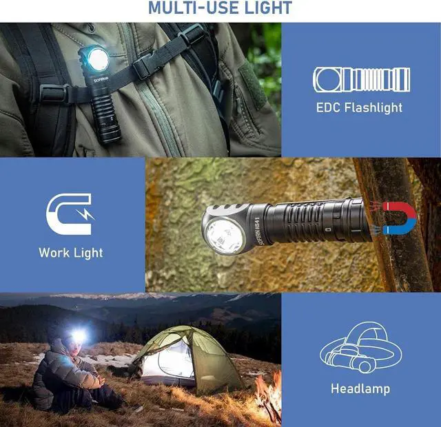 Alt view image 7 of 7 - 4000 Lumen Headlamp Rechargeable Head Lamp, Sofirn HS41 LED EDC Headlight with Magnetic Base, IP68 Water Resistance, High Lumens Super Bright Head Light for Camping Emergency(Battery Included)