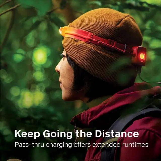 Alt view image 4 of 7 - 425 Lumen Rechargeable Headlamp with Front and Back Lights, Ember Yellow