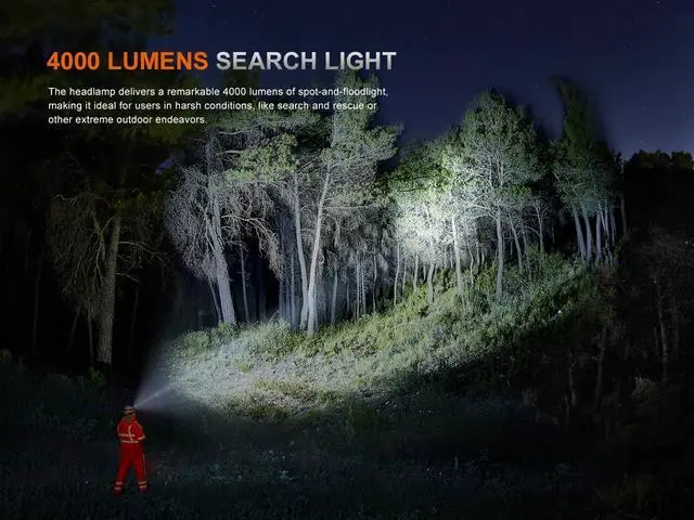 Alt view image 5 of 7 - HP35R 4000 Lumen USB-C Rechargeable Headlamp, with Spotlight, Floodlight and red Light for Search and Rescue, Outdoor use, Emergencies, and More