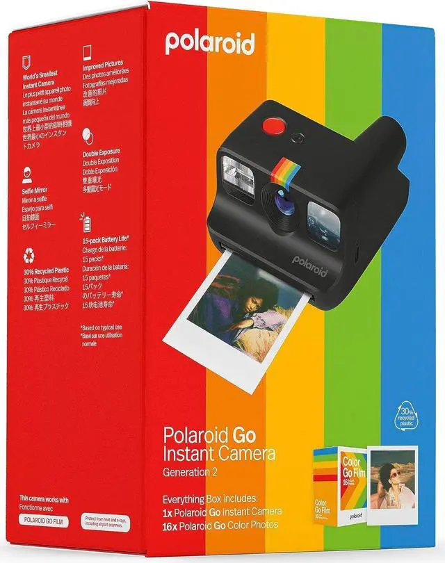 Alt view image 2 of 7 - Polaroid Go Generation 2 - Mini Instant Camera + Film Bundle (16 Photos Included) - Black (6280)