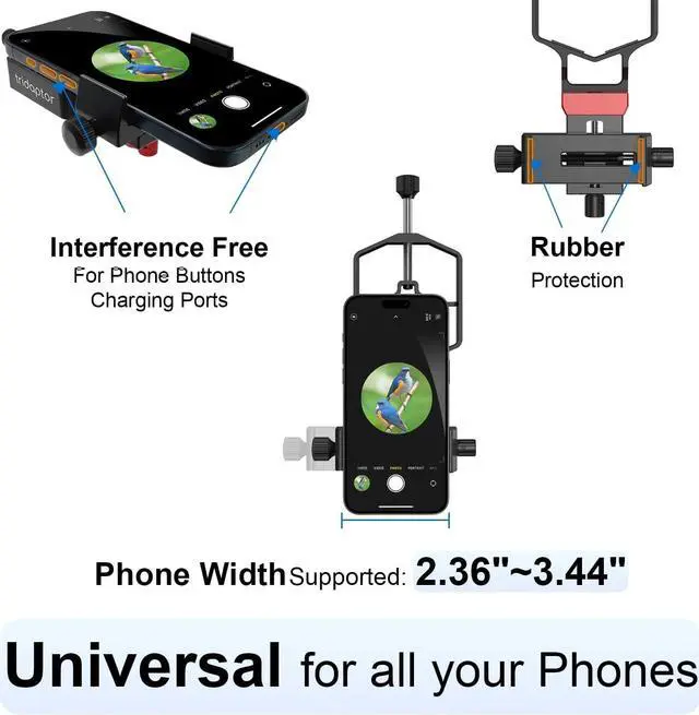 Alt view image 6 of 7 - Universal Phone Scope Digiscoping Adapter|High-Precision XYZ Metal Telescope Mount 3-Axis Smartphone Holder for Spotting Scope Monocular Binos|Fits All Cell Phone Camera/Max 2.4" Eyepiece