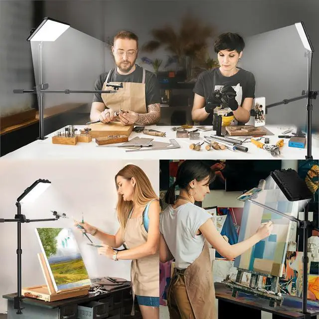 Alt view image 2 of 7 - Ultra Bright Ring Light with Overhead Phone Camera Mount-Desk Clamp Key Light for Video Recording/Streaming/Filming/Photography,Desktop Lighting Kit with Tripod Stand&Phone Holder for Tiktok/YouTube