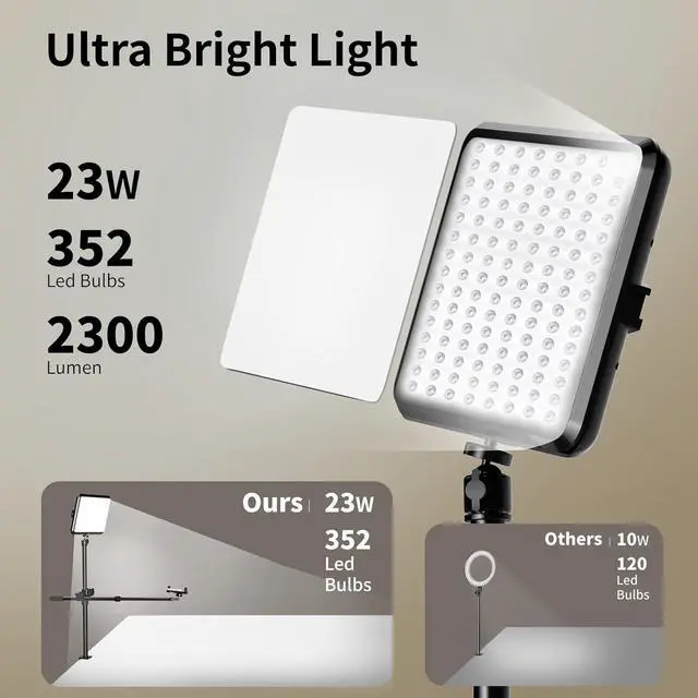 Alt view image 4 of 7 - Ultra Bright Ring Light with Overhead Phone Camera Mount-Desk Clamp Key Light for Video Recording/Streaming/Filming/Photography,Desktop Lighting Kit with Tripod Stand&Phone Holder for Tiktok/YouTube