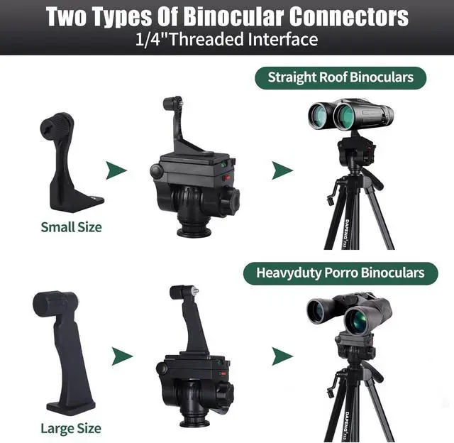 Alt view image 2 of 6 - 70" Binocular Tripod with Adapter,Shooting Tripod Hunting Rest V Yoke Stand,Compatible with Spotting Scope/Monocular/Astronomical Telescope/DSLR Camera/Phone/Projector