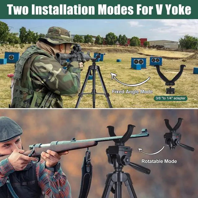 Alt view image 3 of 6 - 70" Binocular Tripod with Adapter,Shooting Tripod Hunting Rest V Yoke Stand,Compatible with Spotting Scope/Monocular/Astronomical Telescope/DSLR Camera/Phone/Projector