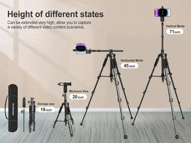 Alt view image 4 of 7 - Newest Ultra-Stable Overhead Tripod for iPhone  Heavy Duty Aluminum Tripod & 25in Horizontal Long Phone Arm, Tall Phone Stand Mount for Recording, 360°Adjustable iPhone Tripod Stand