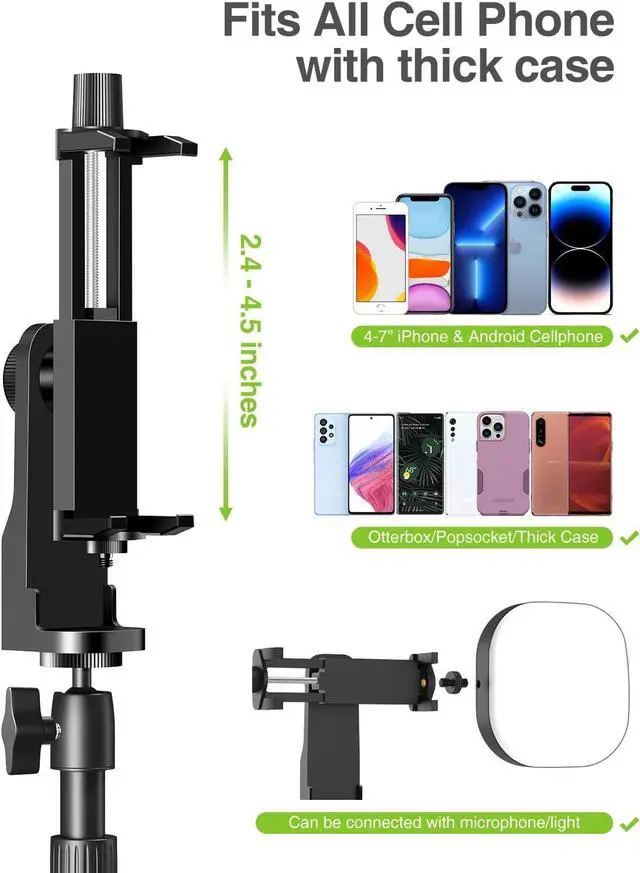Alt view image 7 of 7 - Newest Ultra-Stable Overhead Tripod for iPhone  Heavy Duty Aluminum Tripod & 25in Horizontal Long Phone Arm, Tall Phone Stand Mount for Recording, 360°Adjustable iPhone Tripod Stand