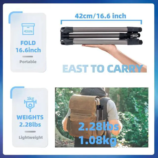 Alt view image 5 of 7 - Photography Light Stand, Ultra Tall N-in-1 Light Stand with Ball Head Phone Mount Actioncam Adapter, Compact Travel Tripod, Camera Light Stand for DSLR Light Phone Reflector Softbox