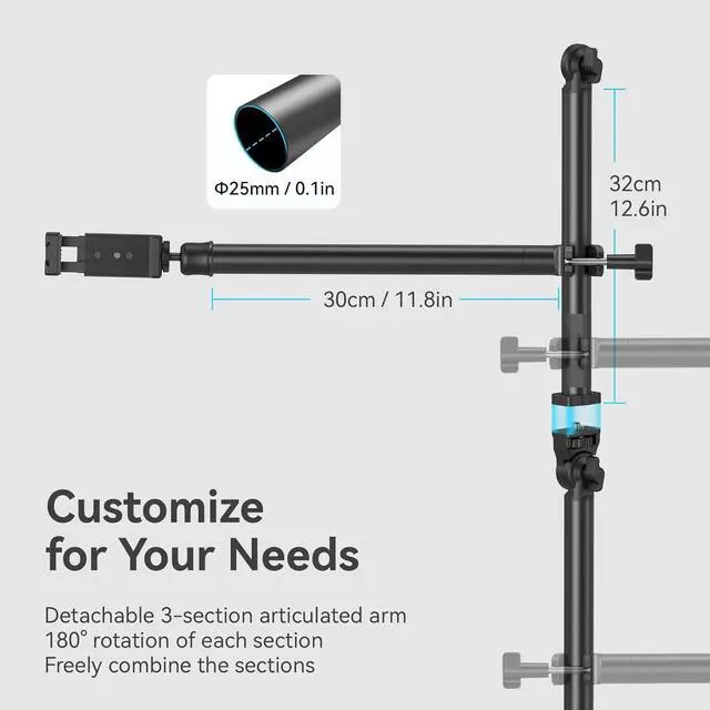 Alt view image 5 of 7 - Overhead Camera Mount, Camera Desk Mount Stand with Flexible Arm, 360° Rotatable Ball Head, DSLR Boom Arm Tabletop C Clamp for Photography Videography Live Stream - 4456