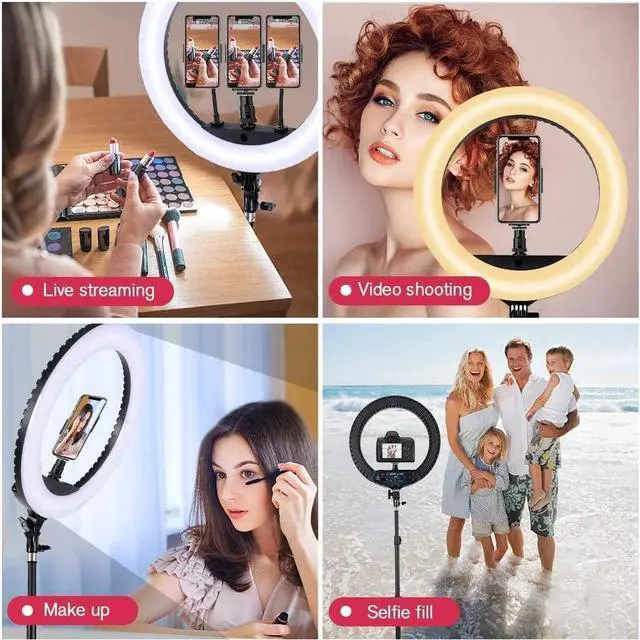 Alt view image 7 of 7 - 18 inch LED Ring Light with Tripod Stand Dimmable Makeup Selfie Ring light for Studio Portrait YouTube Vlog Video Shooting with Carrying Bag and Remote Controller, CRI 90
