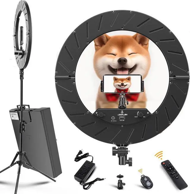Main image of Ring Light Kit:18"/45cm Outer 55W6700k Dimmable LED Light, Tripod Stand, Remote Controller,Box for Camera,Smartphone,YouTube,TikTok,Self-Portrait Shooting,CRI90,Black
