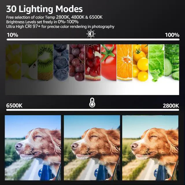 Alt view image 3 of 7 - 2-Pack LED Video Light Kit, NiceVeedi Studio Light, 2800-6500K Dimmable Photography Lighting Kit with Tripod Stand&Phone Holder, 73" Stream Light for Video Recording, Game Streaming, YouTube